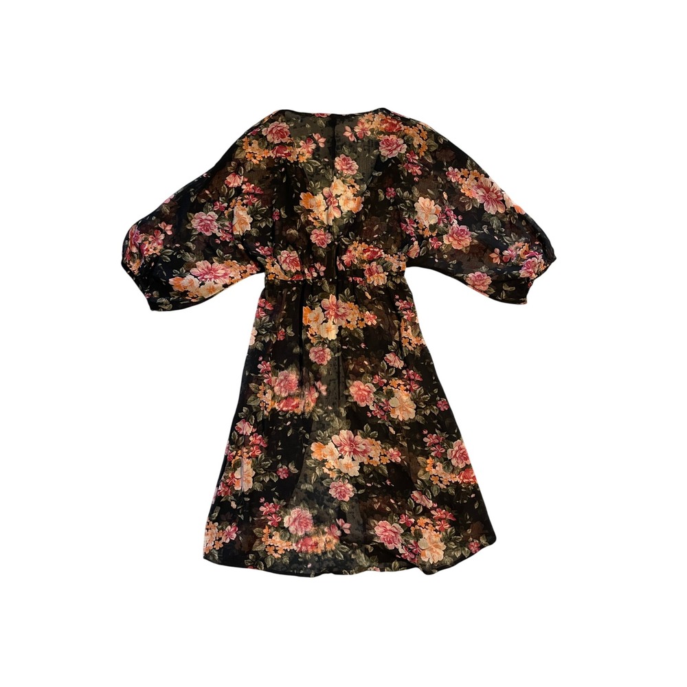 Black See Through Floral Print  Kimono Cover Up Size XS by American Eagle